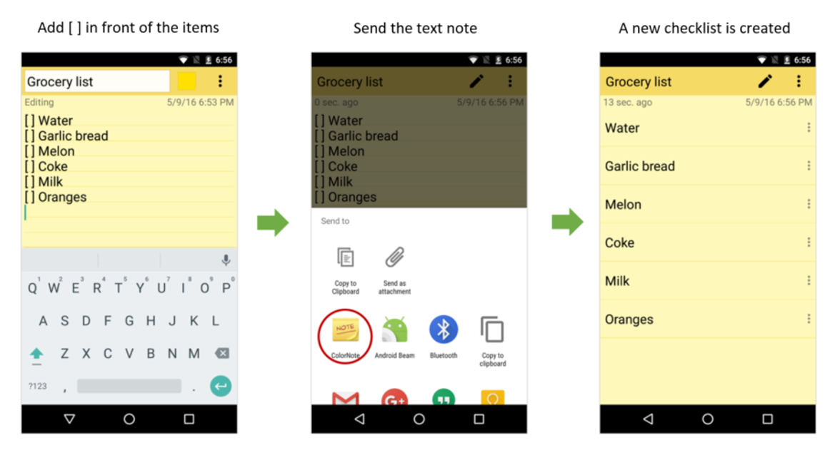 Changing Note Type From Text To Checklist Colornote Best Notepad Notes App